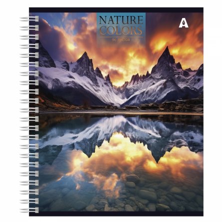 Тетрадь 96л., А5, клетка, Alingar, гребень, блок офсет, мелованный картон, "Nature colors", 2 дизайна в пленке т/у фото 2