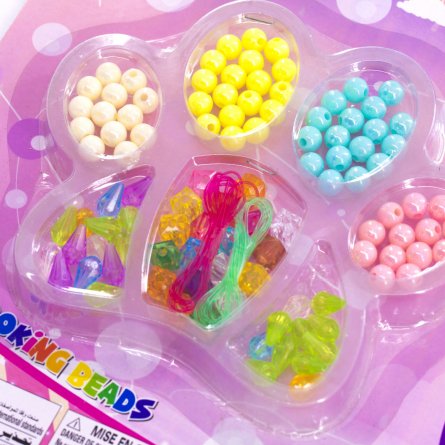 Набор для создания украшений-бусины Alingar, 260х190х15мм, "Лапка", 3 вид. бус., 2х0,7 м леска, блистер с европод. фото 2