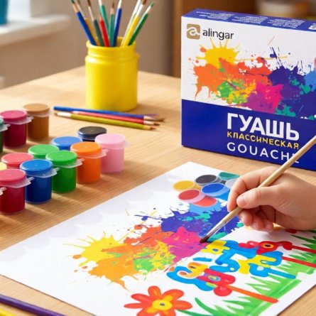 Гуашь Alingar 18 цветов, 15 мл., картонная упаковка, "Классическая" фото 2