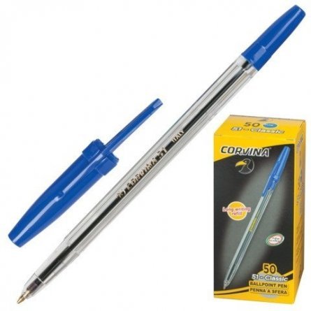 Ручка шариковая "CORVINA 51 VINTAGE" (Universal), синяя, 1 мм, прозрачный пластиковый корпус, картонная упаковка фото 1