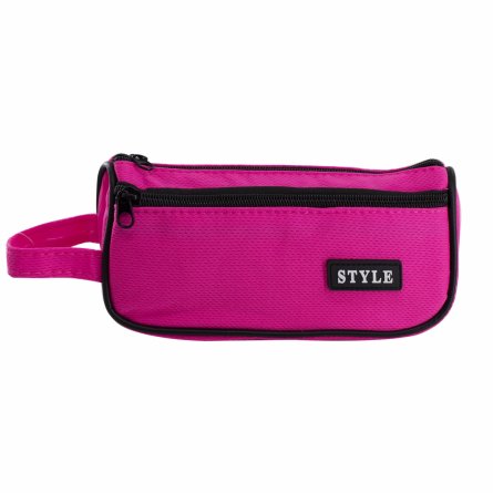 Пенал - косметичка Alingar, ткань, молния, боковой карман, петля, 195 х 80 х 45 мм, "STYLE", малиновый неон, европодвес фото 2