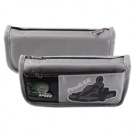 Пенал - косметичка, боковой карман, Alingar, ткань, молния, 210х90х60 мм, "Pro kar", серый фото 1