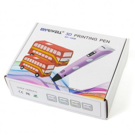 Ручка 3D Myriwell RP100B, пластик ABS/PLA - 3 цвета, фиолетовая, картонная упаковка фото 4