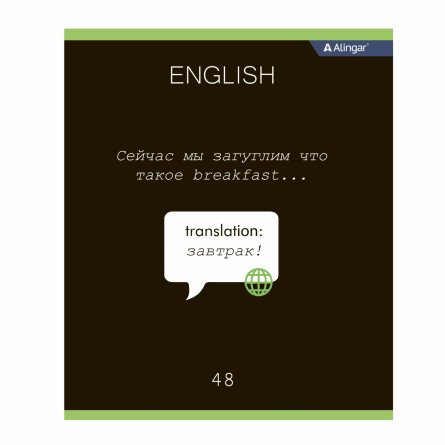Тетрадь предметная "Английский язык" А5 48л., клетка, со справочным материалом, скрепка, мелованный картон (стандарт), блок офсет, Alingar "Loading" фото 1