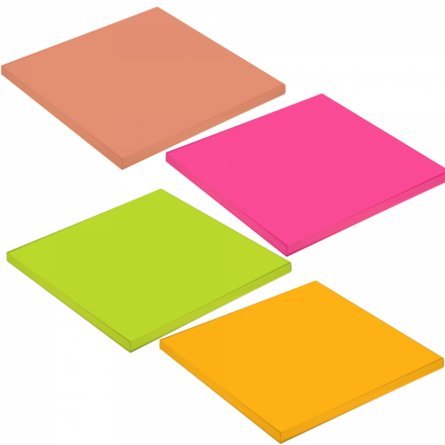 Блок для записей с клеевым краем, Alingar, 76 мм * 76 мм, 100л., в уп 12 шт, ассорти, пакет европодвес. фото 1