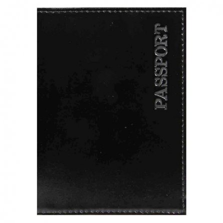 Обложка для паспорта, натур. кожа, черная, тиснение золото, "Шик" фото 1