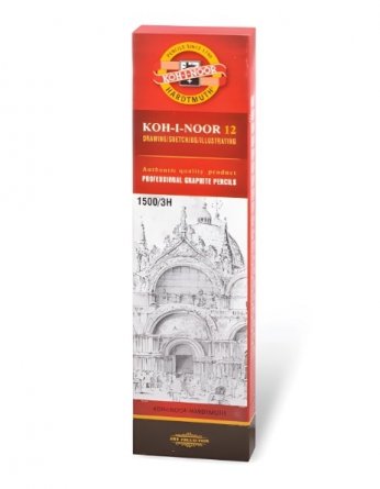 Карандаш ч/г Koh-I-Noor, 3H, дерево, без ластика, шестигранный, заточенный, цвет корпуса горчичный, 12шт/уп, картонная упаковка фото 2