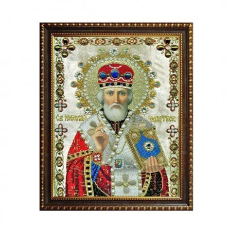Алмазная мозаика Alingar, на подрамнике, с частичным заполнением, (блест.), 27х33 см, 10 цветов, "Икона Святой Николай Чудотворец" фото 1