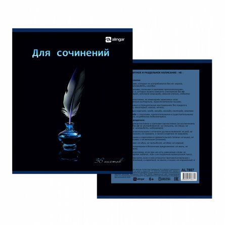 Тетрадь предметная "Для сочинений" 36 л., А5, скрепка, мелованный картон (стандарт), офсет, Alingar фото 2