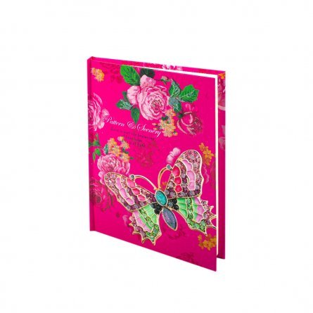 Подарочный блокнот в футляре 13,0 см * 17,0 см , 7БЦ, Alingar, ламинация, глиттер, замочек, 50 л., линия, "Бабочки на цветах", розовый фото 2