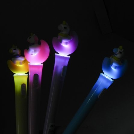 Ручка подарочная шариковая Alingar, " Единорог ", 0,7 мм, синяя, с подсветкой,  круглый, цветной, пластиковый корпус, картонная упаковка фото 3