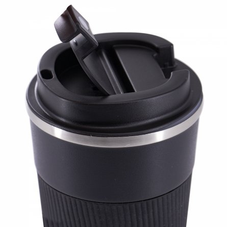 Термокружка Alingar, 500 мл, пищевой пластик, нерж. сталь 304 марки, силиконовая манжета, крышка с фиксатором, силиконовый уплотнитель, черная фото 4