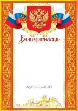 Благодарность (РФ), А4, Мир открыток, 216*303 мм, картон фото 1