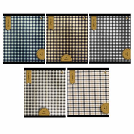 Тетрадь 48л., А5, линия, Alingar "Scotish cage. New"", скрепка, мелованый  картон ( стандарт), блок офсет, 5 дизайнов в пленке т/у фото 1