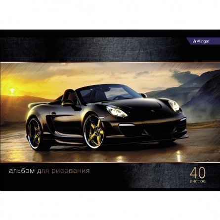Альбом для рисования А4 40л., Alingar, на скрепке, мелованный картон (стандарт), 100 г/м2, "Black car" фото 1