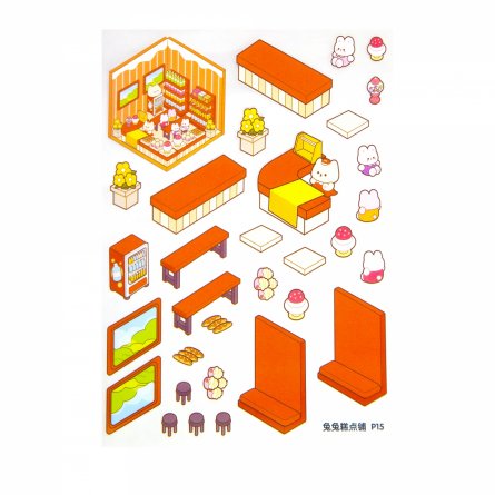 Наклейки для творчества - антистресс блокнот, 140*195 мм, "Медвежата", розовый, MINI, 3D стикеры, 20 комнат, в комплекте пинцет, пакет с европодвесом фото 17