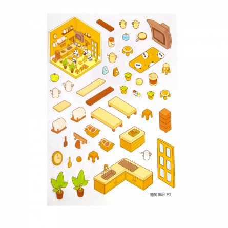 Наклейки для творчества - антистресс блокнот, 140*195 мм, "Медвежата", розовый, MINI, 3D стикеры, 20 комнат, в комплекте пинцет, пакет с европодвесом фото 4