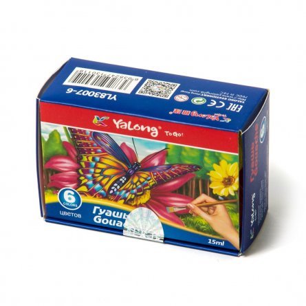 Гуашь Yalong 6 цветов, 15 мл., картонная упаковка, "Тропики" фото 4