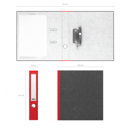 Папка-регистратор с арочным механизмом, ErichKrause "Original Pro", А4, 285х315х50 мм, красный фото 2