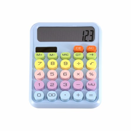 Калькулятор Alingar 12 разрядов, 158*125*18 мм, двойное питание, голубой, ААА батарея не комплекте фото 1