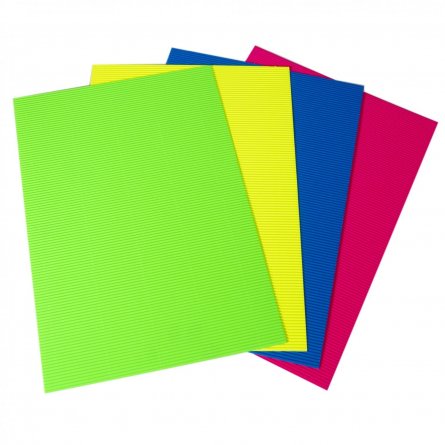 Картон цветной Апплика, А4, гофрированный флуоресцентный, 4 листа, 4 цвета, картонная папка, "Улитка" фото 2
