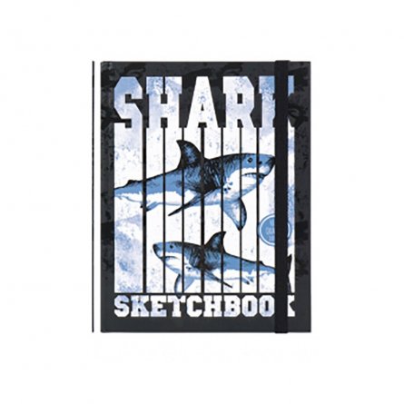 Скетчбук А5., 40л., Миленд, 7 БЦ, матовая ламинация, выб.лак, на резинке, 100 г/м2, "Shark" фото 1