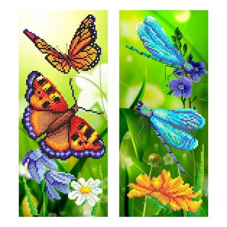 Набор для вышивания на габардине, М. П Студия, 40*50/12*28 см, бисер 25 цветов (приобретается отдельно), инструкция, "Бабочки" фото 1