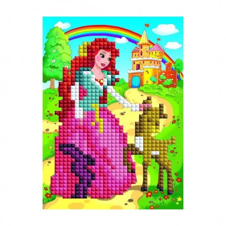 Алмазная мозаика Рыжий кот (блест.) "Принцесса с олененком", 15 цв,10х15, без подр.на карт.,с част. зап.,с мольб. фото 1