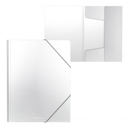 Папка на резинках Erich Krause, А4, 248х320х5 мм, 550 мкм, пластик, "Diamond Total White", в пакете 4 шт. фото 1