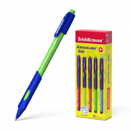 Ручка шариковая Erich Krause "Ultra Glide Ergo Kids", 0,7 мм, синий, резиновый грип, автоматическая, трехгранный, цветной, пластиковый корпус фото 1