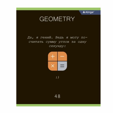 Тетрадь предметная "Геометрия" А5 48л., клетка, со справочным материалом, скрепка, мелованный картон (стандарт), блок офсет, Alingar "Loading" фото 1