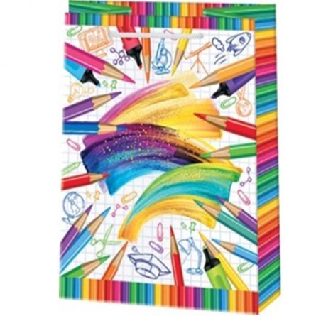 Пакет подарочный бумажный Мир открыток (М) 18*22,7 см, "Цветные карандаши", ламинация фото 1