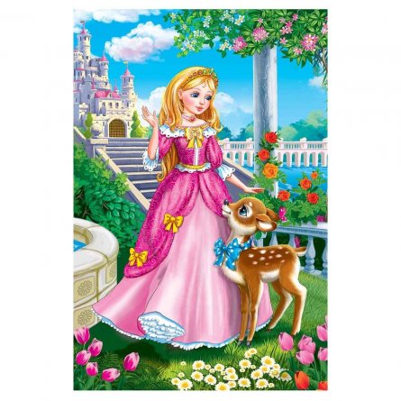 Картина по номерам Рыжий кот, 22х30 см, с акриловыми красками, холст, "Принцесса и оленёнок" фото 1