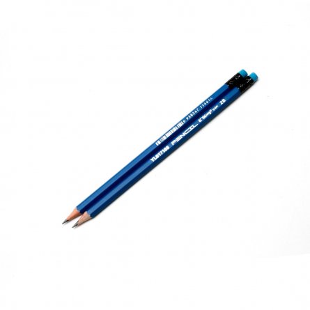 Набор ч/г карандашей, Yalong 2B, дерево, с ластиком, шестигранный, заточенный, голубой корпус, европодвес, в уп. по 12 шт. фото 2