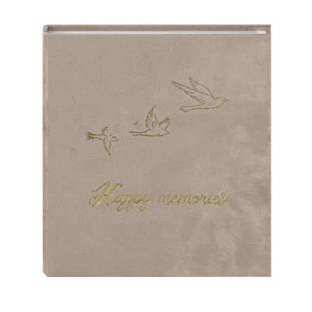 Фотоальбом, Alingar, 21,5 х 22,5 х 5 см, "Happy memories", 50 листов, бежевый, для 200 фото формата 10х15 см, текстура бархат, картонная коробка фото 2