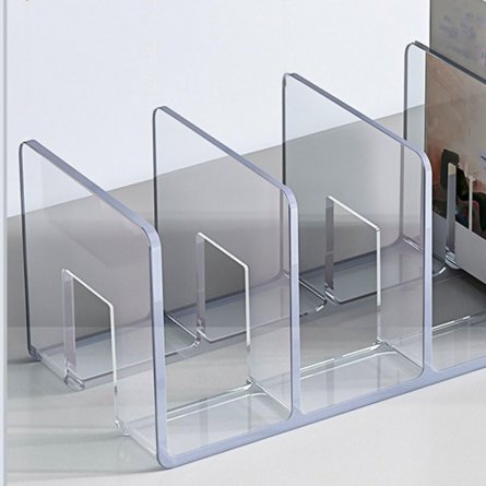 Подставка-органайзер для книг, Alingar, 34*14*13 см.,4 секции, прозрачная,пластиковая, неразборная, картонная упаковка. фото 4