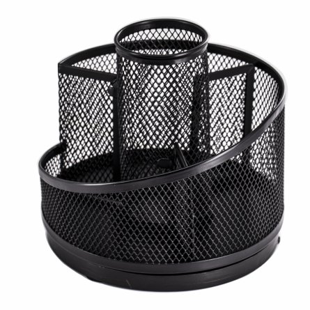 Подставка-органайзер д/канцтоваров, Alingar, металлическая,  14,2*14*13,6 см, 4 отделения, черная, вращается фото 2