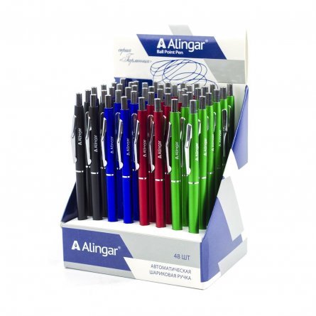 Ручка шариковая Alingar "Гармония", 0,7 мм, синяя, автоматическая, круглый, цветной, пластиковый корпус, картонная упаковка фото 1
