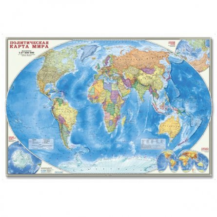 Карта настенная.Мир Политический.М1:27,5 млн, 101*69 см лам фото 1
