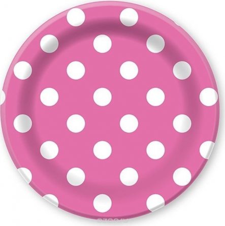 Тарелки  бумажные ламинированные "Горошек розовый" 6шт. 23 см. фото 1