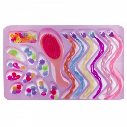 Набор для создания украшений-бусины Alingar, 280х200х45, "Beautiful", 10 вид. бус, пряди, расческа, резин. для волос, крючок, карт. уп. фото 2