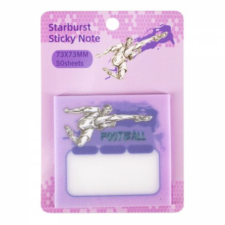 Прозрачные стикеры для заметок с клеевым краем, Alingar, 73 х 73 мм, 50 л., покрытие starlight touch, "Football", сиреневый, водонепрониц., европодвес фото 1