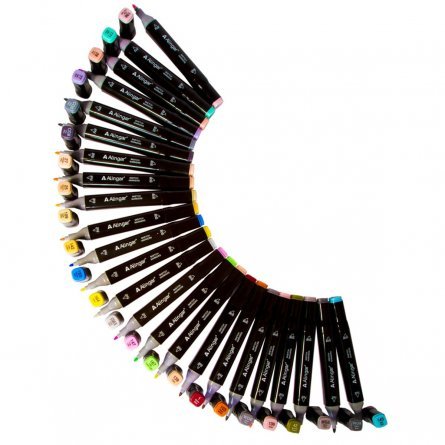 Набор двухсторонних скетчмаркеров Alingar, 24 цвета, серые- пастельные, пулевидный/клиновидный 1-6 мм, спиртовая основа, сумка-чехол фото 3