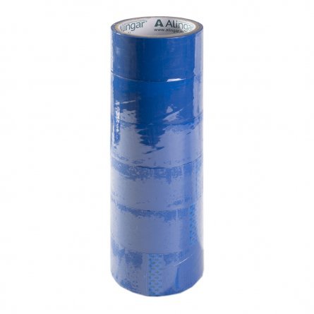 Клейкая лента упаковочная Alingar, 48 мм * 24 м, основа полипропилен, непрозрачная, цвет синий, уп. 6 шт. фото 1