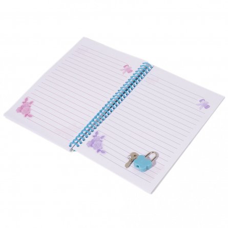 Подарочный блокнот в футляре 17,0 см * 22,0 см, гребень, Alingar, мел.картон, апплик., замочек,  60 л., линия, "Воздушные сердечки", мятный фото 3