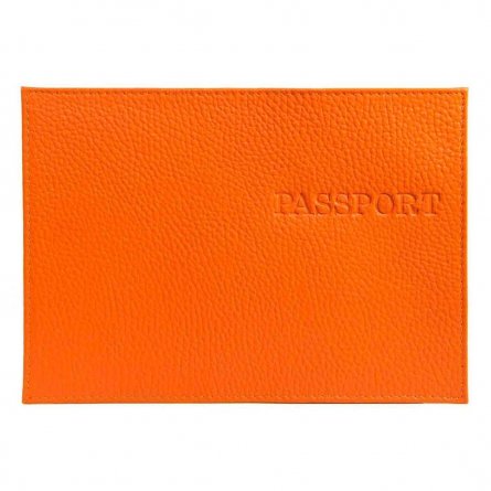 Обложка для паспорта, натур. кожа Флотер, оранжевый, тиснение конгрев, "PASSPORT" фото 2