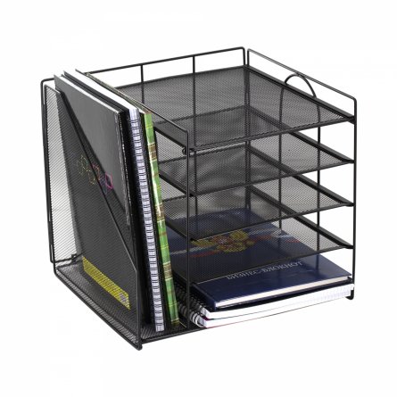 Лоток для бумаг горизонтальный-вертикальный, сборный, секционный Alingar, 1 отделение, 5 полок, металл, черный фото 1