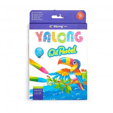 Пастель масляная Yalong "Toucan", 18 цветов, шестигранная, картонная упаковка с европодвесом фото 1