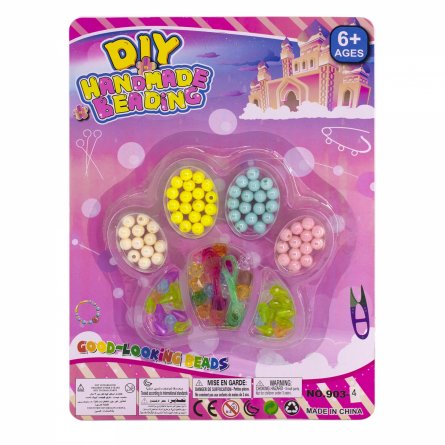 Набор для создания украшений-бусины Alingar, 260х190х15мм, "Лапка", 3 вид. бус., 2х0,7 м леска, блистер с европод. фото 1