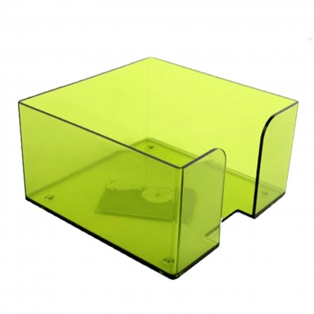 Пластиковый бокс для бумажного блока,Стамм, 9*9*5см., тонированный зеленый ЛАЙМ фото 1